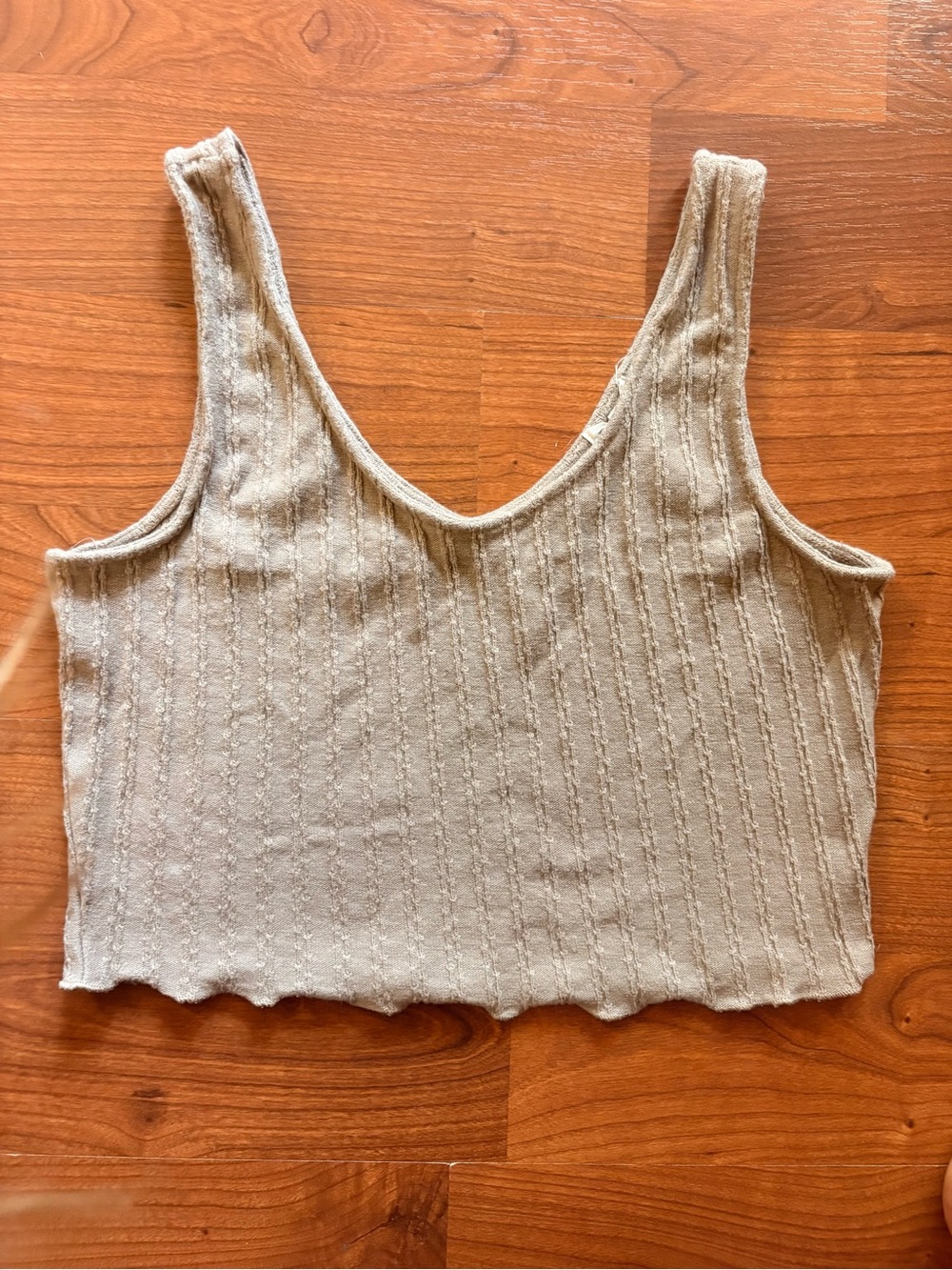 Ribbed Crop Tank Top - Cream